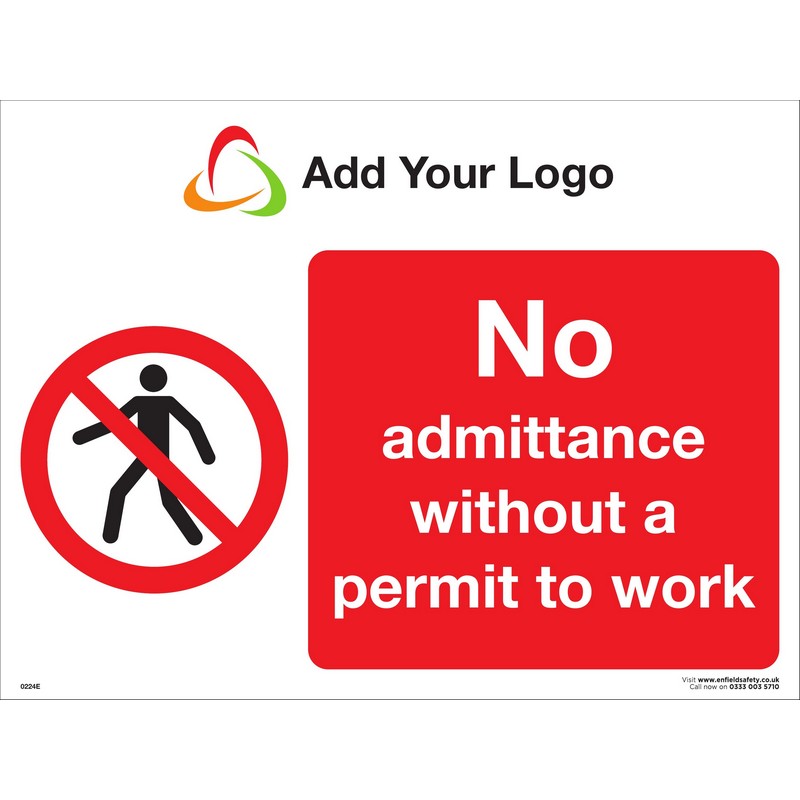 300 x 200 3mm Foamex - NO ADMITTANCE WITHOUT PERMIT TO WORK