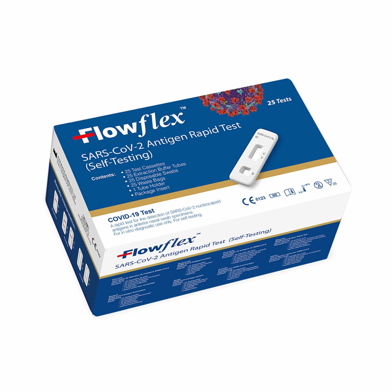 (C) FLOWFLEX SARS COV2 Rapid Antigen Lateral Flow Test Kits - Box of 25