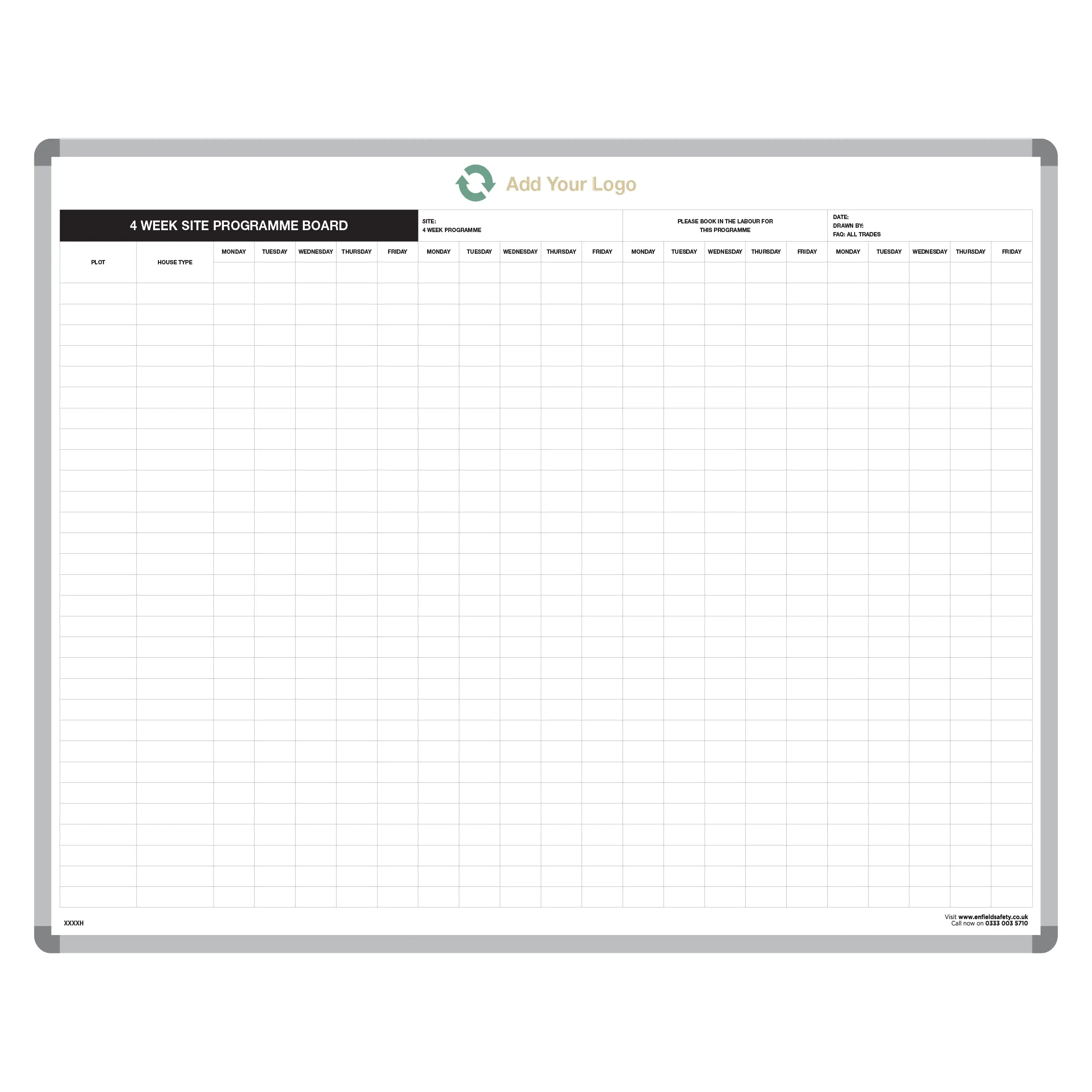 4 WEEK PROGRAMME BOARD