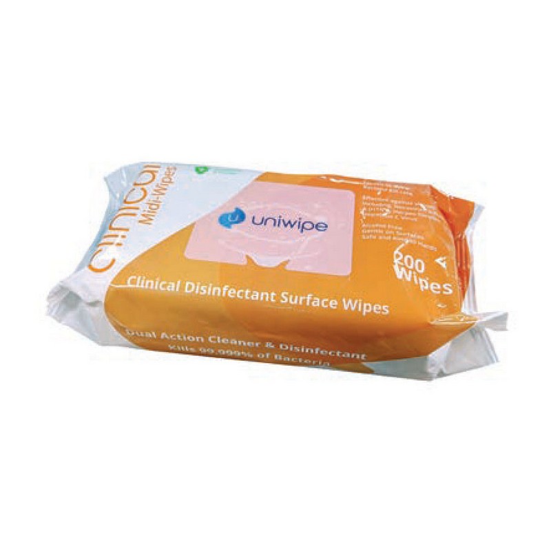 (C) CLINICAL MIDI Sanitising Surface Wipe 200mm x 200mm – Pack of 200