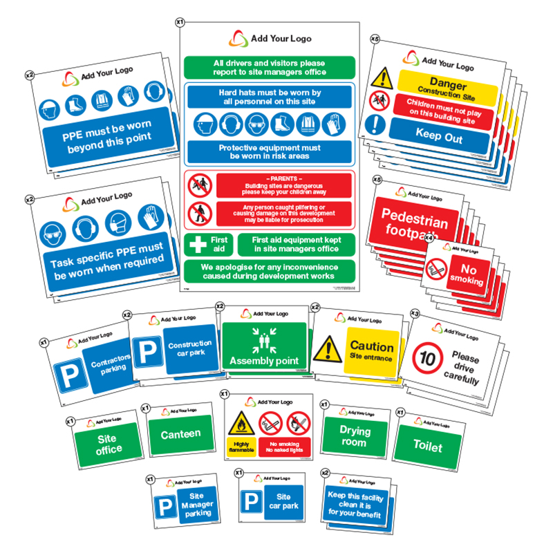 Compound Pack Signage Kit Consisting of 38 Signs Printed on 3mm EcoFOAM 