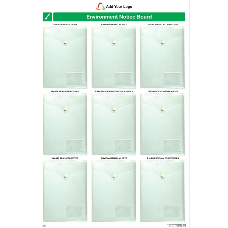 1200 x 800 5mm ecoFOAM -  *ENVIRONMENT NOTICE BOARD WITH 9 POCKETS