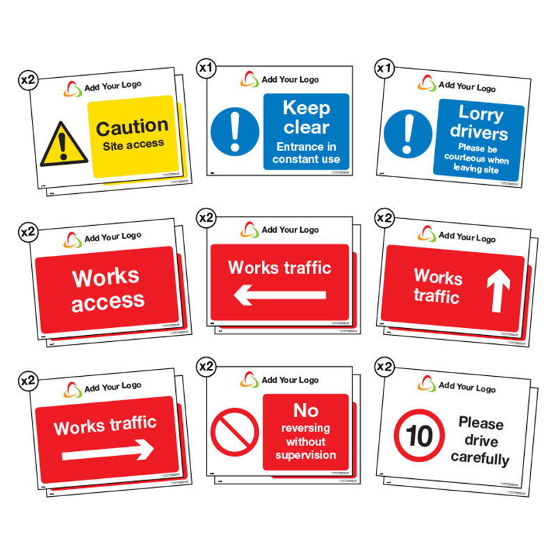 Traffic Pack Signage Kit Consisting of 16 Signs