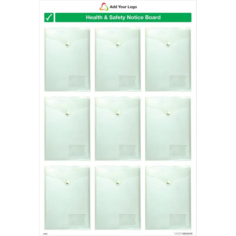 Health and Safety Notice Board With 9 Pockets