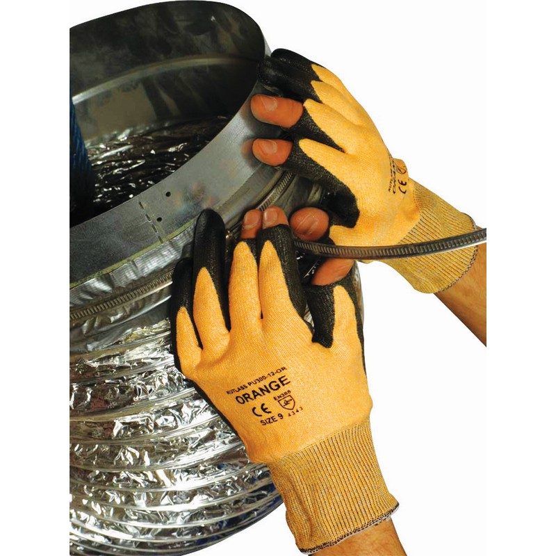 Cutflex Cut Semi-fingerless Level 3 ORANGE PU Coated Glove - Large (Size 9)