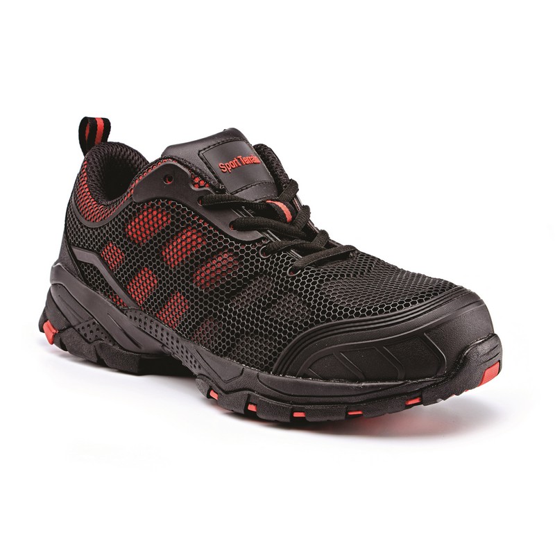 SPORT TERRAIN Trainer Safety Shoe - BLACK/RED - 06