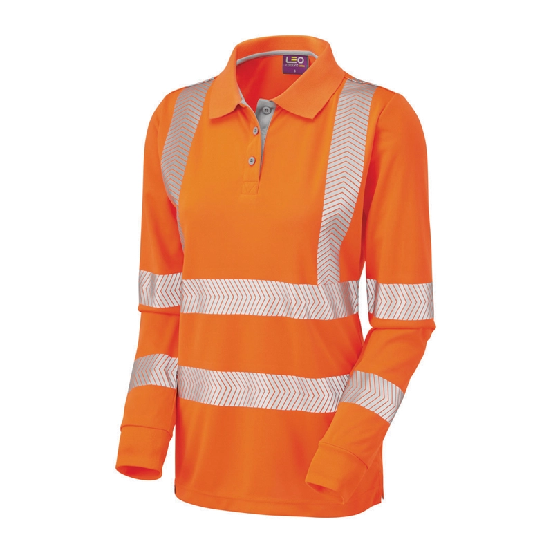 Ladies Hi-Vis Long Sleeve Coolviz Polo Shirt 160g