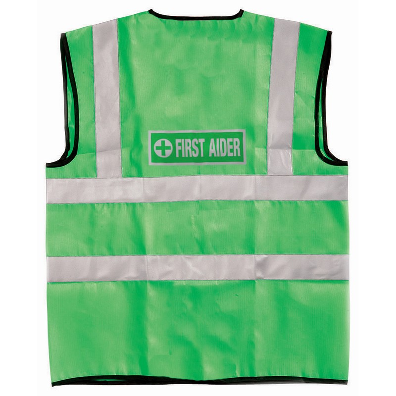 *Non Conforming Hivisibility Waistcoat Green XL with Rear First Aider