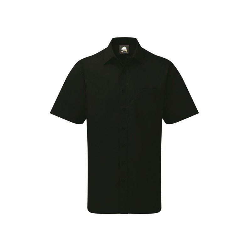 Polycotton Short Sleeve Oxford Shirt  Black 14.5