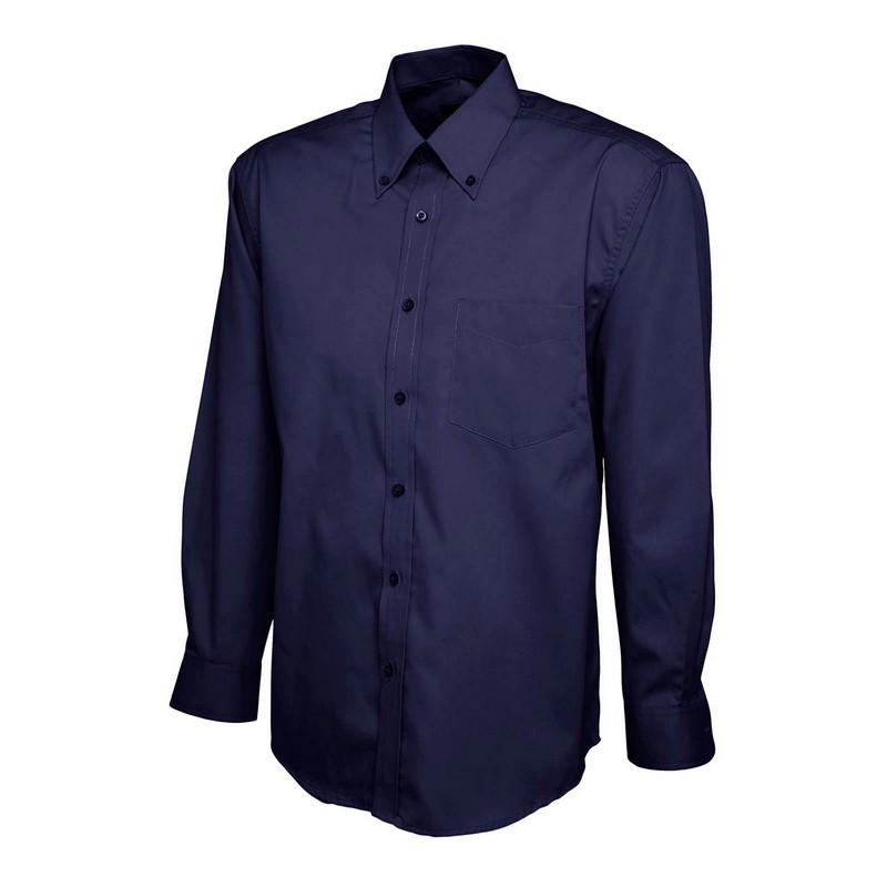 Polycotton Long Sleeve Formal Shirt Navy 14.5