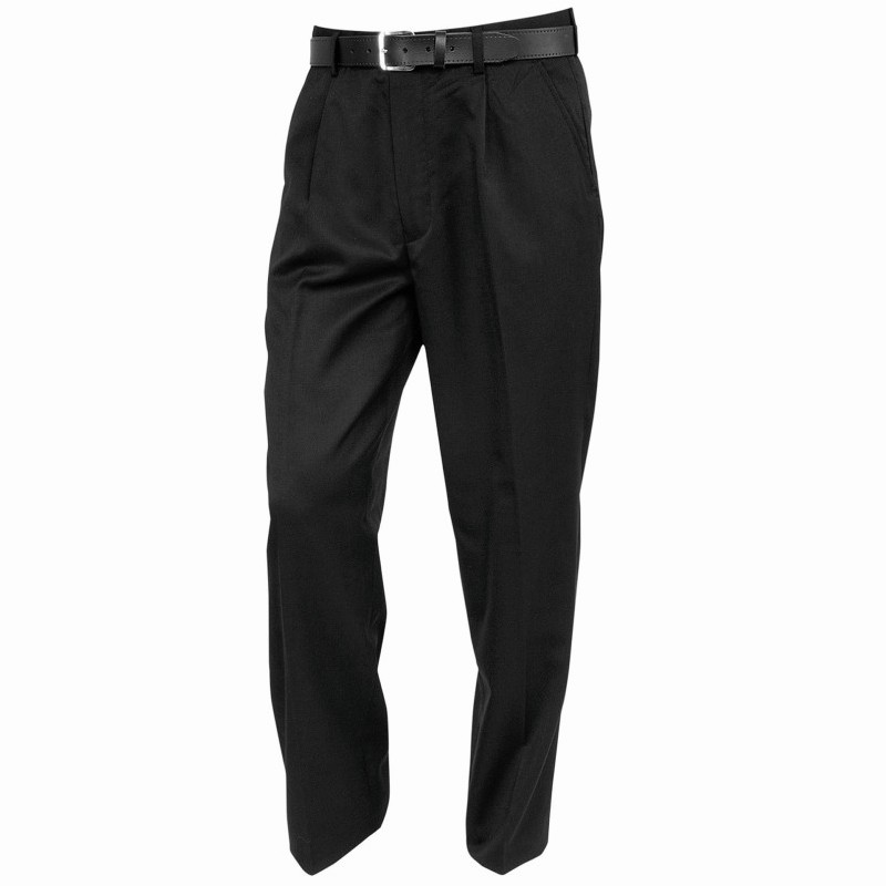 100% Polyester Single Pleat Trousers Black 28 Reg