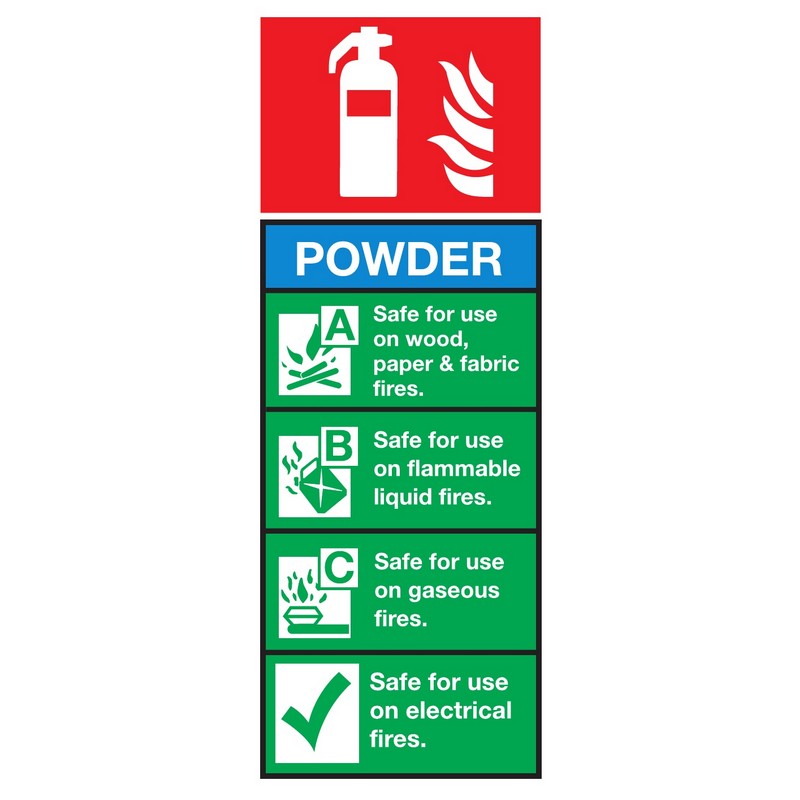 Fire Point Powder Extinguisher 75mm x 210mm Rigid Self-Adhesive sign
