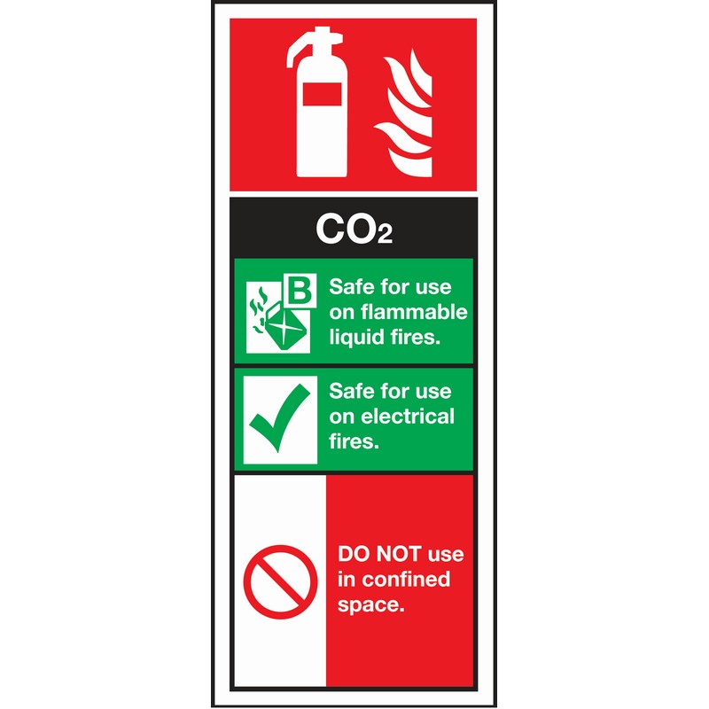 Fire Point Carbon Dioxide Extinguisher 75mm x 210mm rigid self-adhesive sign