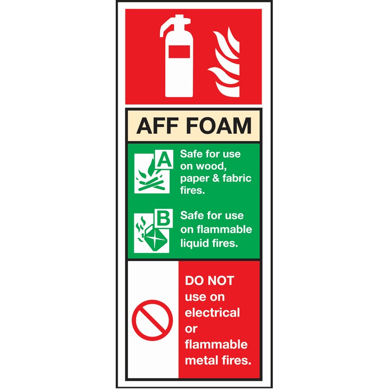 Fire Point Foam Extinguisher 75mm x 210mm rigid self-adhesive sign.