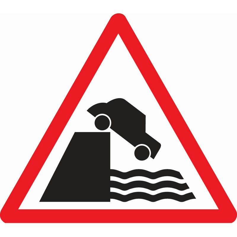 Quayside or River Bank ahead 600mm Reflective, Class Ref 2, Aluminium Channelled sign