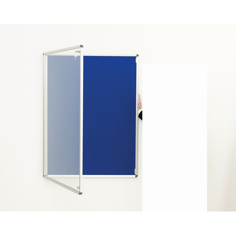 Single Locking Door Fire Certified Notice Board 900 x 600mm - Blue