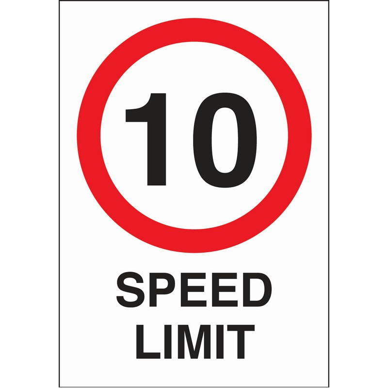 10MPH Speed Limit 230mm x 330mm rigid plastic sign.
