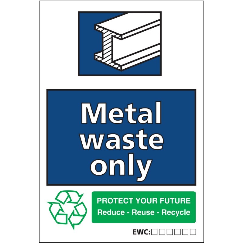 Metal Waste Only 460mm x 660mm Folded rigid plastic sign