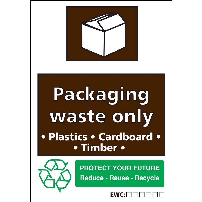 Packaging Waste Only 460mm x 660mm Folded rigid plastic sign