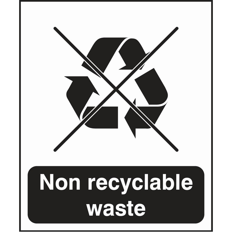 Non Recyclable Waste 250x300mm Rigid Plastic Sign