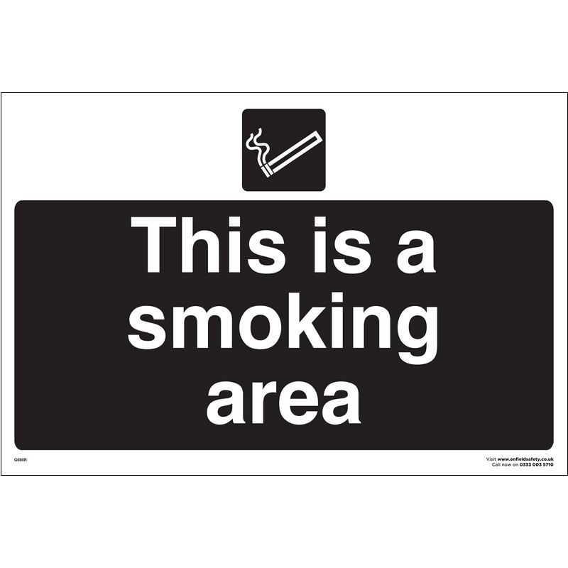 This is a Smoking Area 600mm x 400mm rigid plastic sign