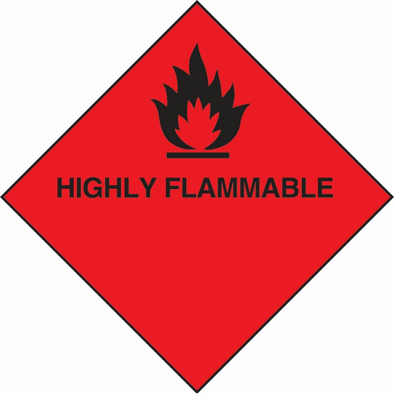 Highly Flammable 100mm x 100mm Self-Adhesive sign