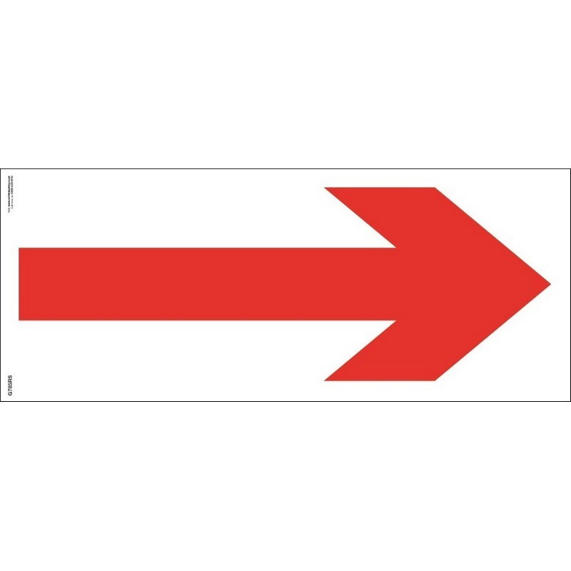 Arrow (Red on White)  330mm x 150mm Rigid Self-Adhesive sign