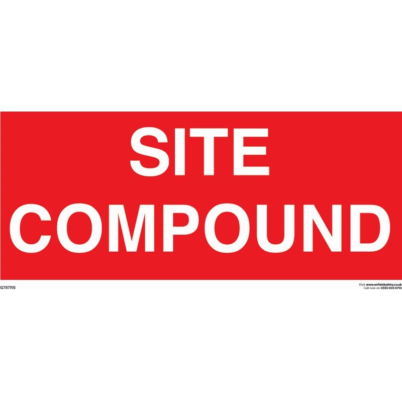 Site Compound 330mm x 150mm Rigid Self-Adhesive sign