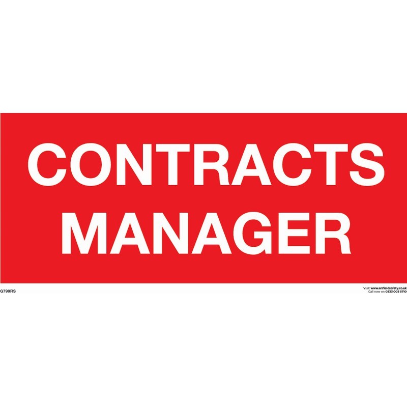 Contracts Manager 330mm x 150mm Rigid Self-Adhesive sign