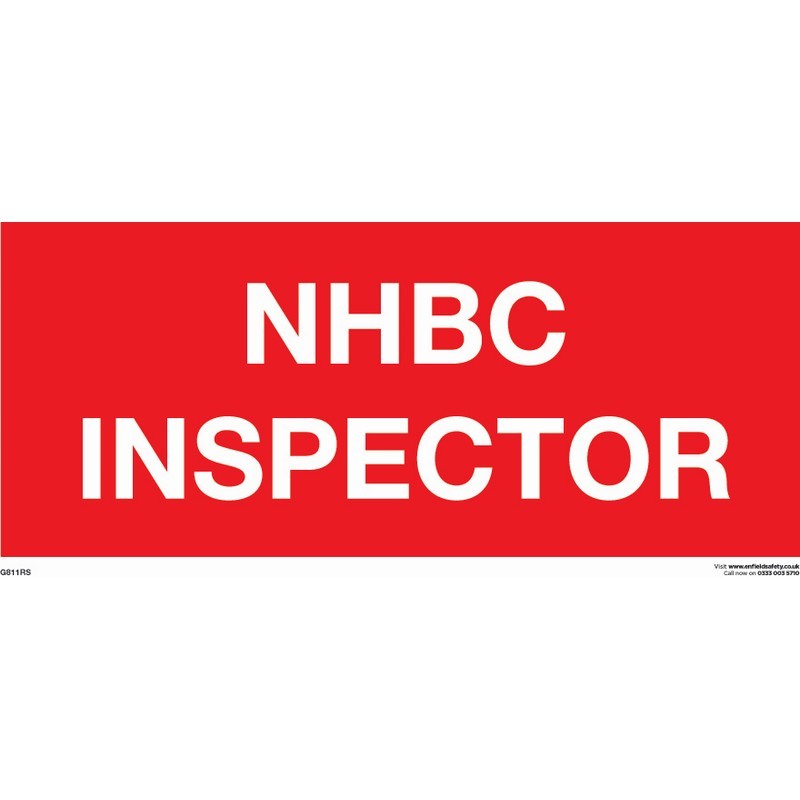 NHBC Inspector 330mm x 150mm Rigid Self-Adhesive sign