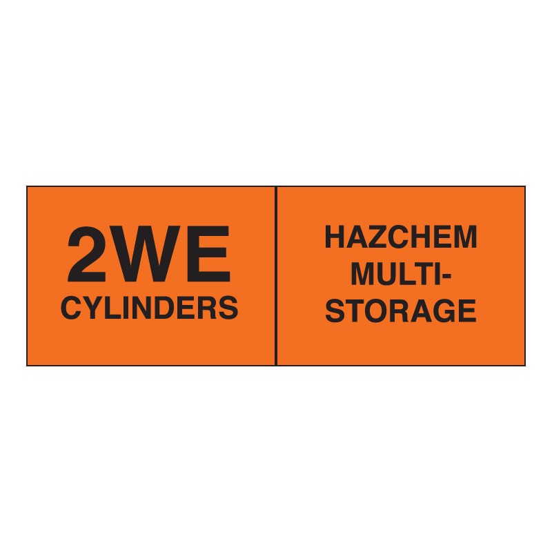 2WE Cylinders Hazchem multi storage 915x330mm rigid plastic sign