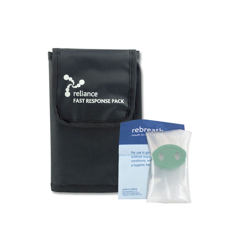Resuscitation aid, 2 gloves, 2 wipes in black belt pouch