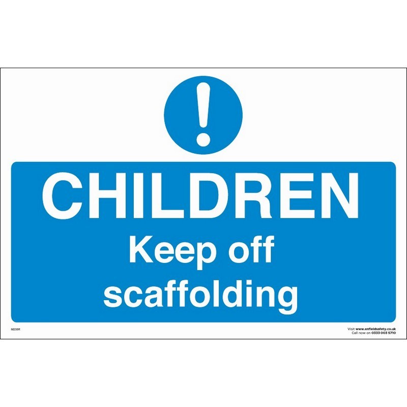 Children Keep Off Scaffolding 230mm x 330mm rigid plastic sign