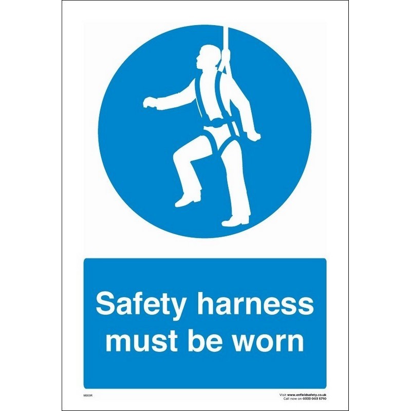 Safety Harness Must be Worn 230mm x 330mm Rigid plastic sign