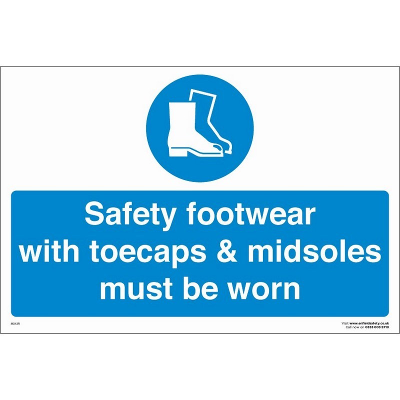Safety Footwear with Toecaps etc 330mm x 230mm rigid plastic sign
