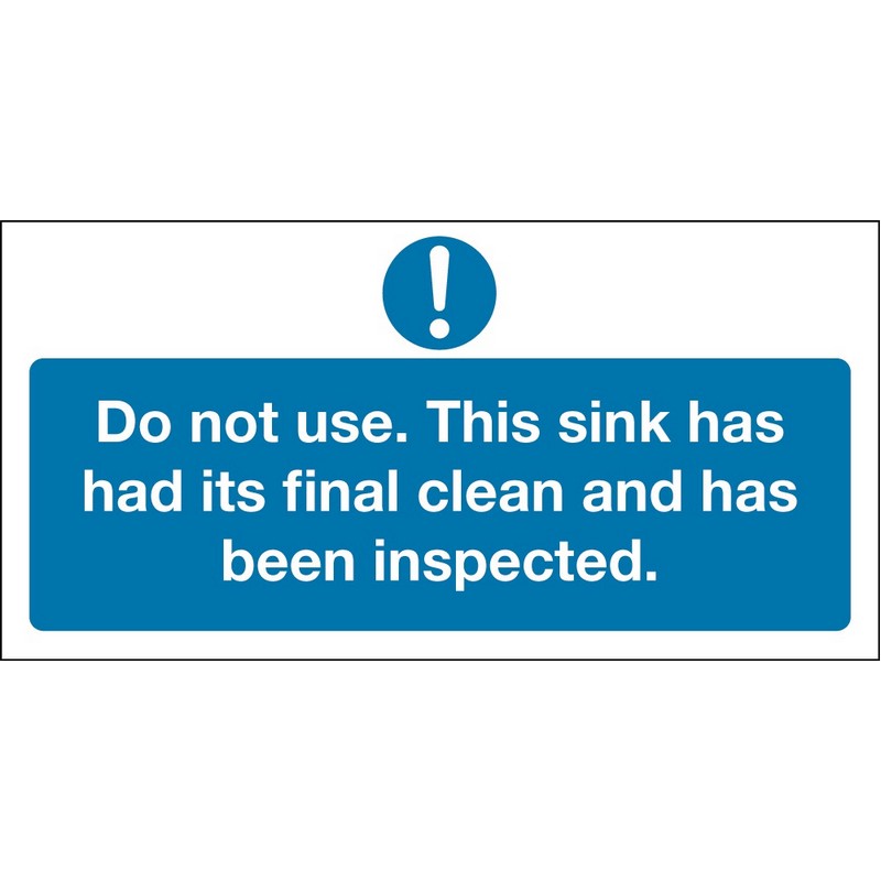 Do not use. This sink has had etc 150x75mm Self-Adhesive Sign