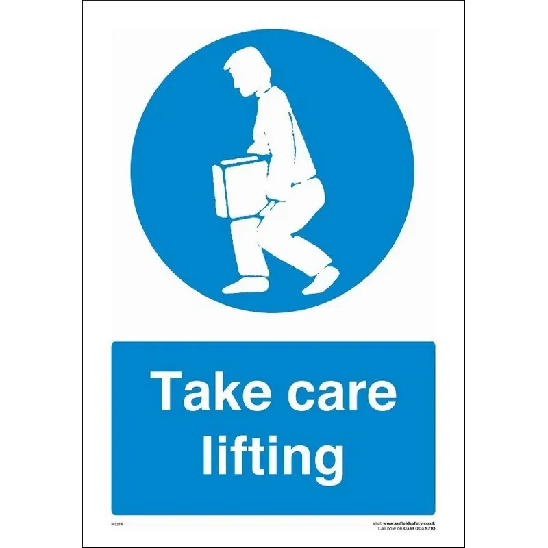 Care When Lifting 230mm x 330mm Rigid Plastic