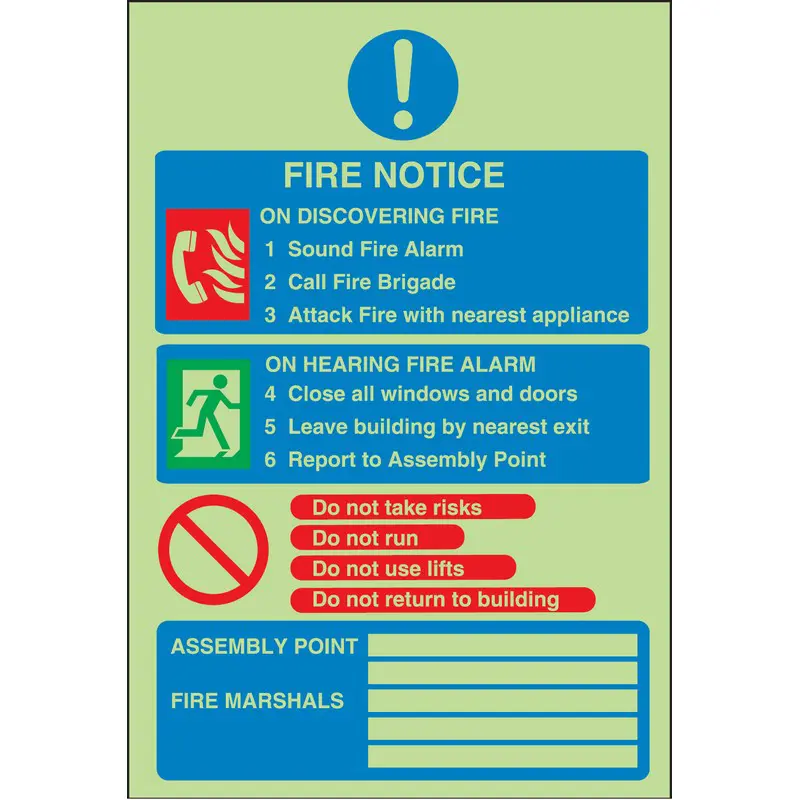 Fire Action Notice Photoluminescent