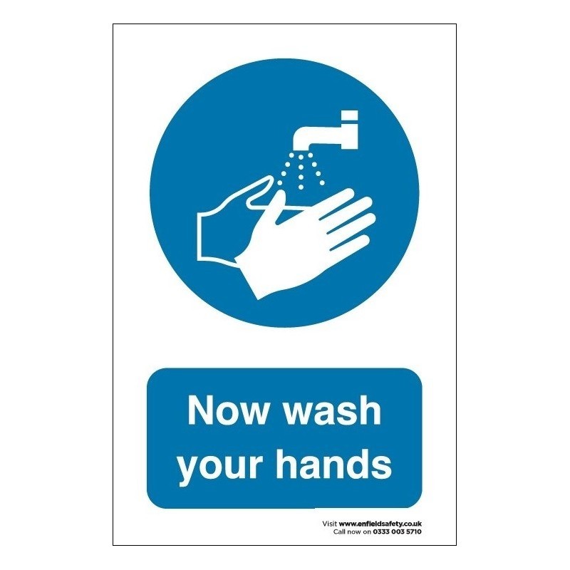 Now Wash Your Hands 150mm x 300mm Self-adhesive sign