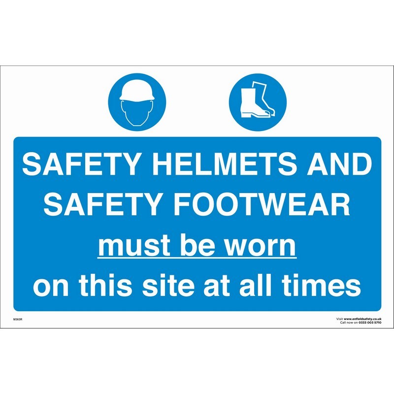 Safety Helmets & Safety Footwear MBW 660mm x 460mm rigid plastic sign