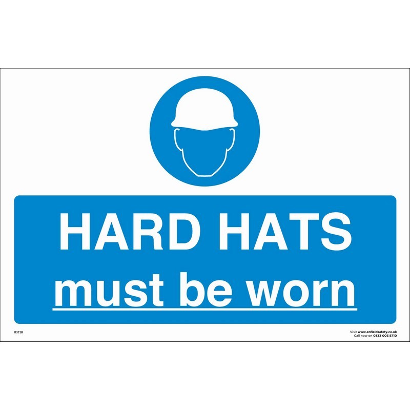 DISCONTINUED 06/04/18 Hard Hats Must be Worn 660mm x 460mm rigid plastic sign