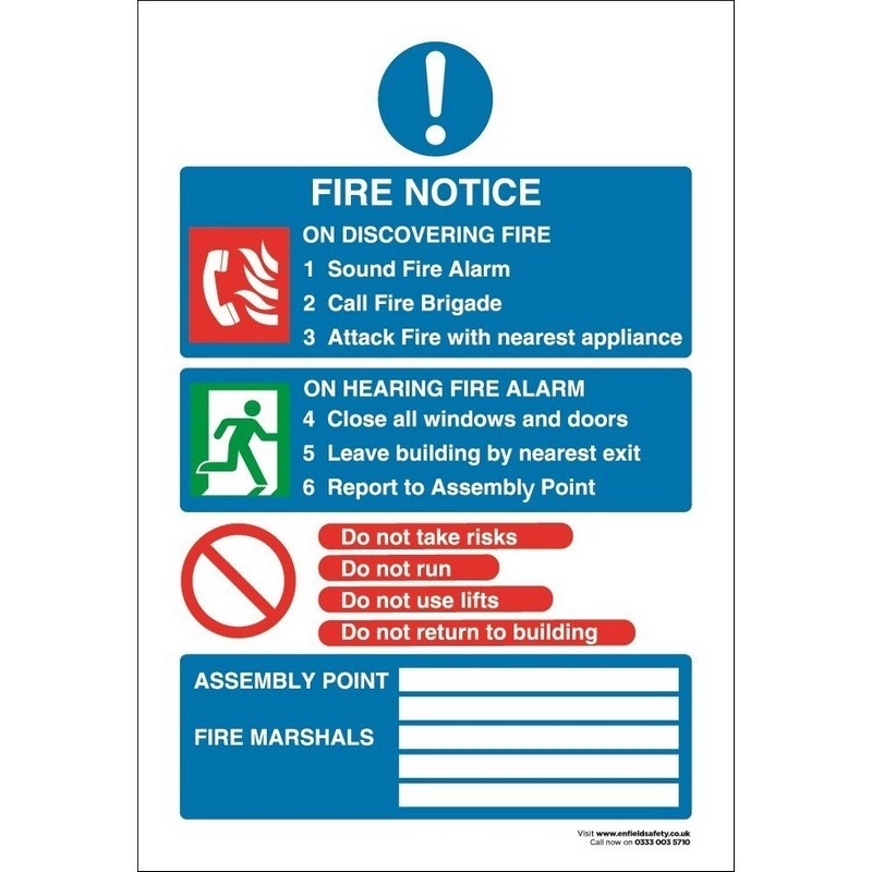 Fire Action Notice 460mm x 660mm Rigid plastic sign