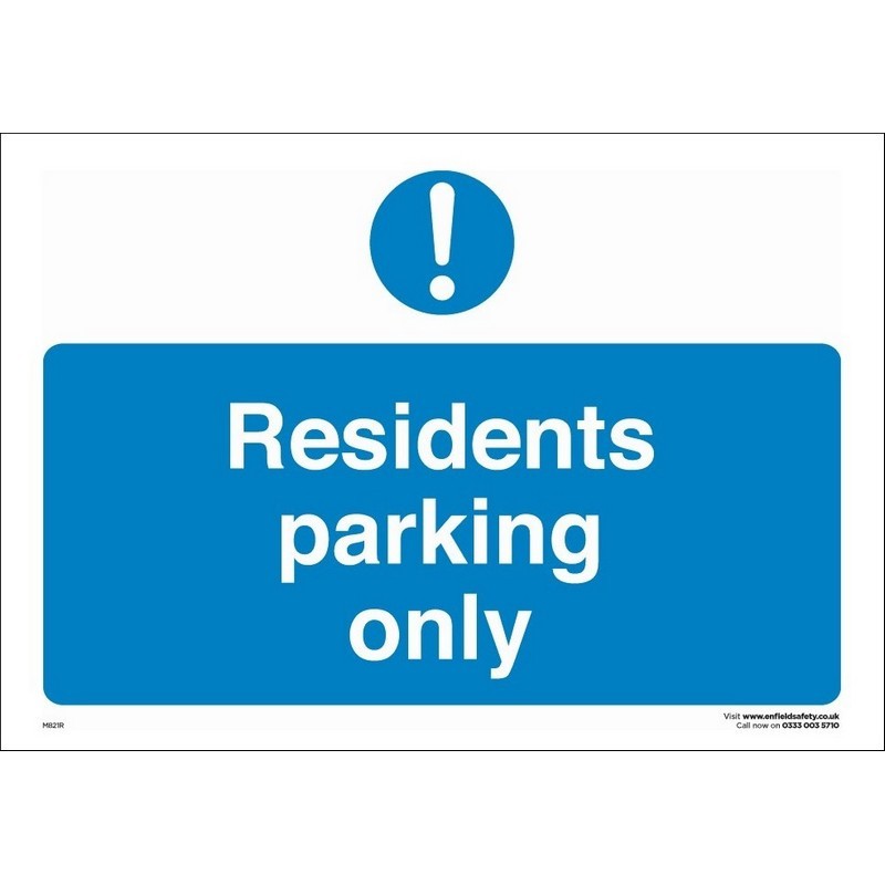 Residents Parking Only 330mm x 230mm rigid plastic sign