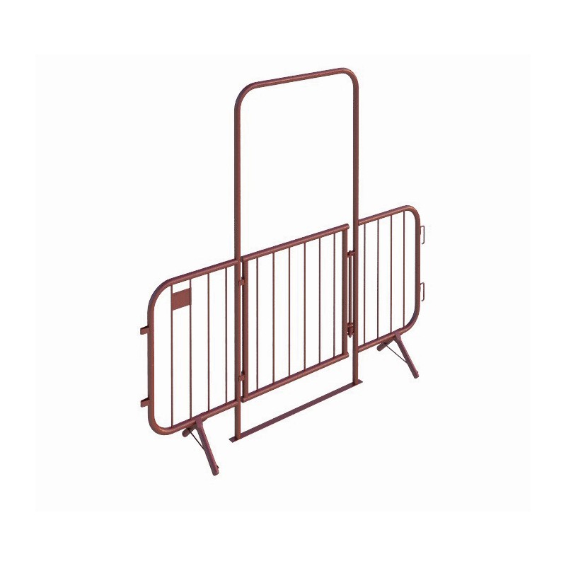 Red Ultimate Pedestrian Hoop Barrier with Swing Gate and Stabilisers