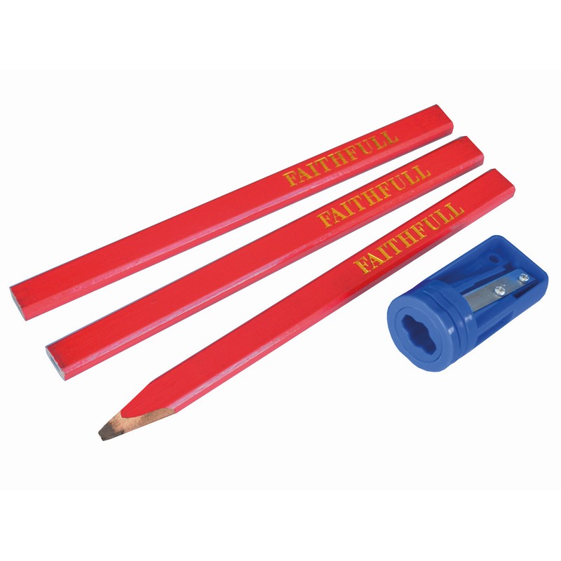 Carpenter’s Pencils (Pack of 3) includes sharpener