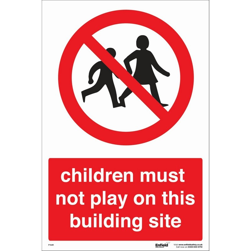Children Must Not Play on This Building Site 400mm x 600mm rigid plastic sign