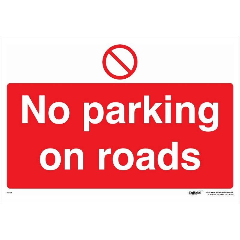 No Parking on Roads 600mm x 400mm rigid plastic sign