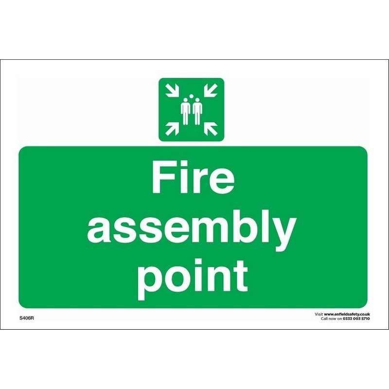 Fire Assembly Point 330mm x 230mm rigid plastic sign