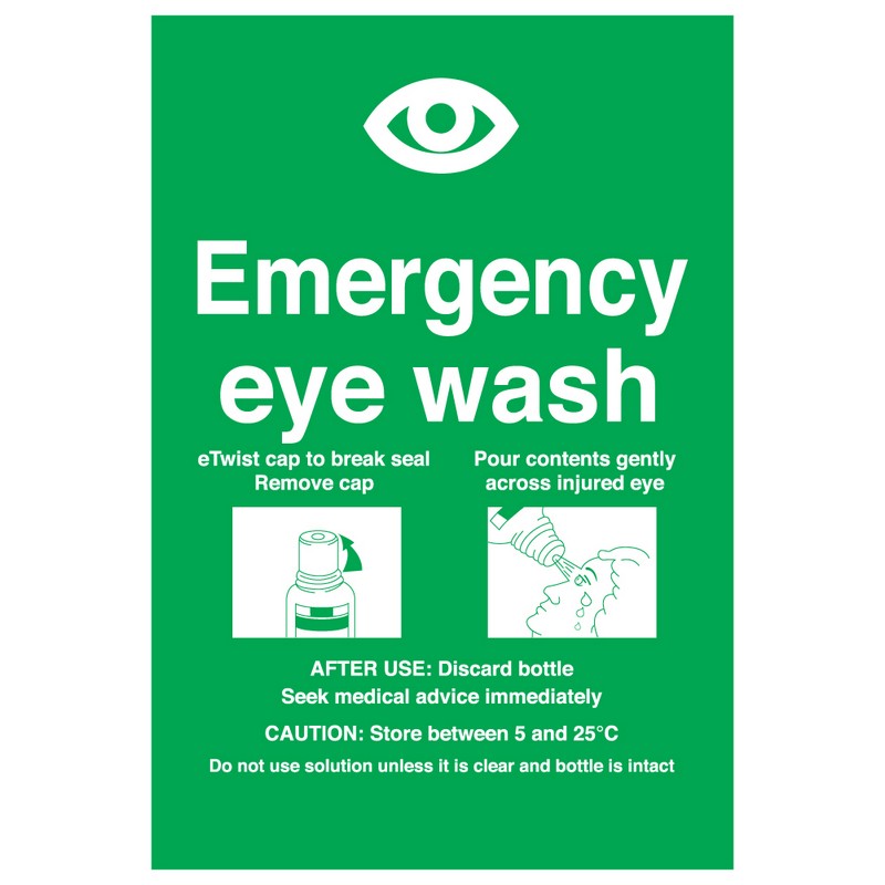 Emergency Eye Wash 230mm x 330mm Rigid Plastic