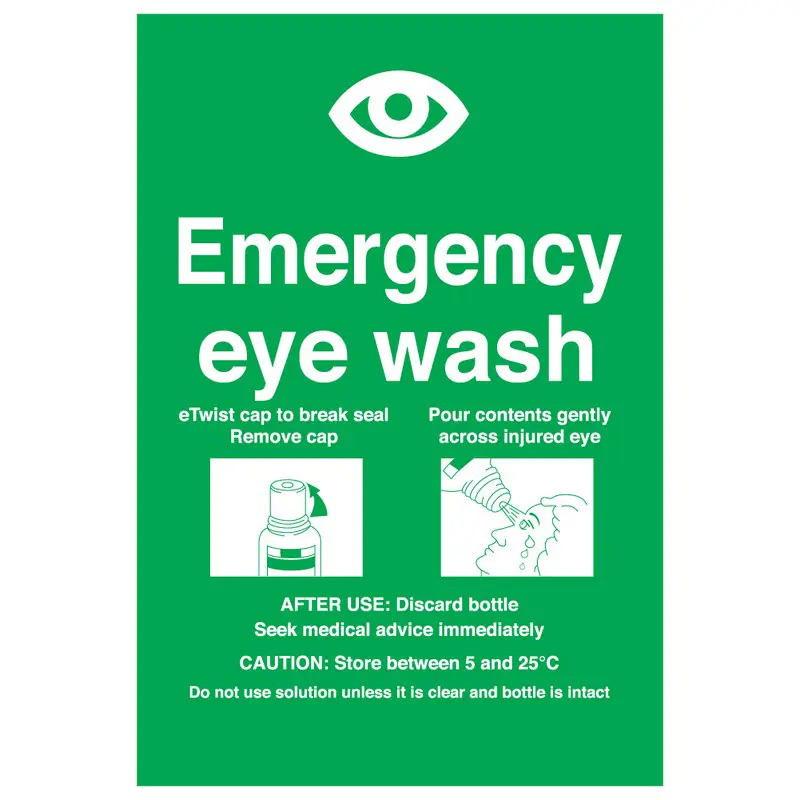 Emergency Eye Wash 230mm x 330mm Rigid Plastic